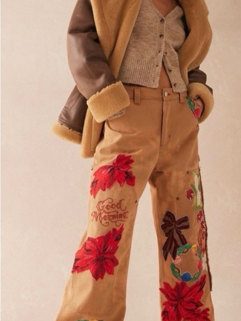 Bright Time Embroidered High Waist Wide Leg Pants Free People